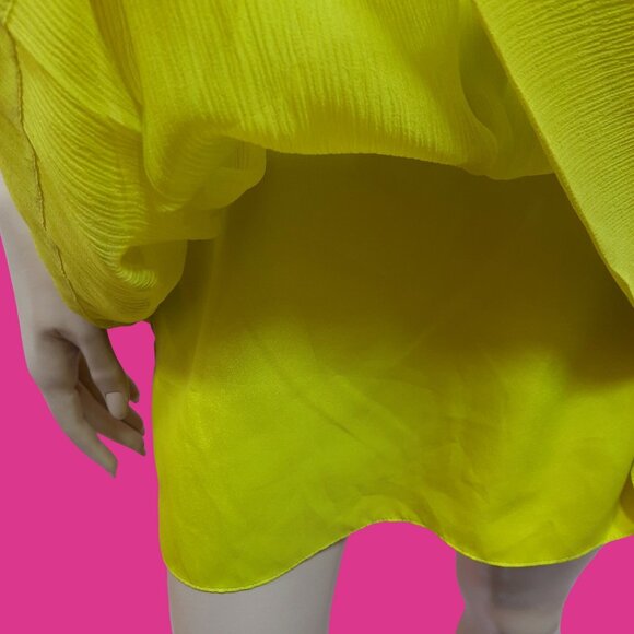 Y2K BCBG Chartreuse Green Silk Dress Size 2 Beaded Flowy Sleeveless Above Knee - Picture 4 of 7